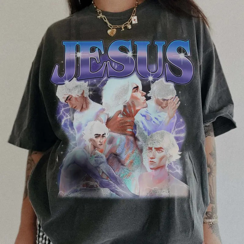 Viktok Arcane Jesus Comfort Colors Unisex Tshirt For Men- For Women, Y2K 90s Retro Celebrity Crush Movies Bootleg Tshirt,...
