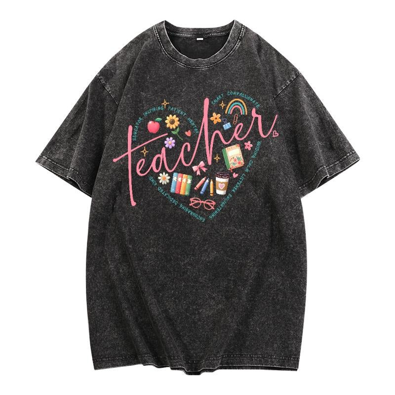Vintage - Washed Teacher Tribute T - Shirt: Celebrating Educator Traits Hoodie, Sweatshirt | UrbanDripWear.com