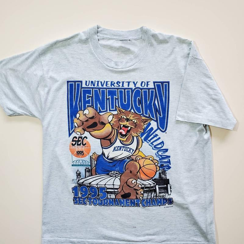 Vintage 1995 Kentucky Wildcats T-Shirt Classic Cotton college merch Menswear Top Hoodie, Sweatshirt | UrbanDripWear.com