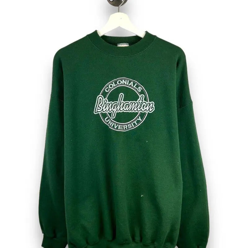 Vintage 90s Binghamton Colonials Embroidered Spell Out NCAA Sweatshirt Size XL T-Shirts, Hoodie | UrbanDripWear.com