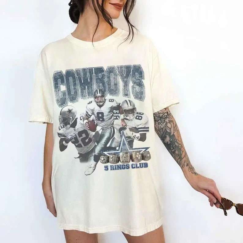 Vintage 90s Cowboys Football T-Shirt Dallas Cowboy_664 - Unisex And Inclusive - Multiple Colorways