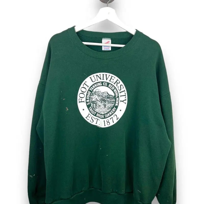 Vintage 90s Foot University Graphic Spell Out NCAA Crewneck Sweatshirt Size 2XL T-Shirts, Hoodie | UrbanDripWear.com