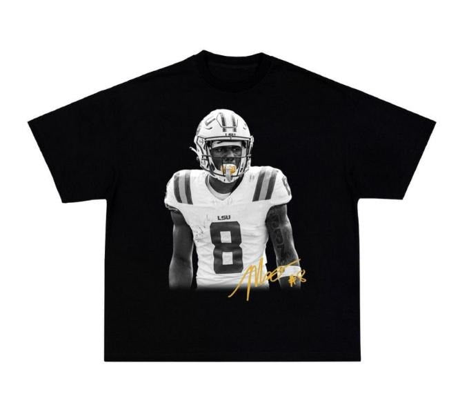 Vintage 90s Graphic Style Malik Nabers Tee Cotton Unisex T-Shirt, Crew Neck, Size S- 3XL, Menswear Top, Womenswear Top...