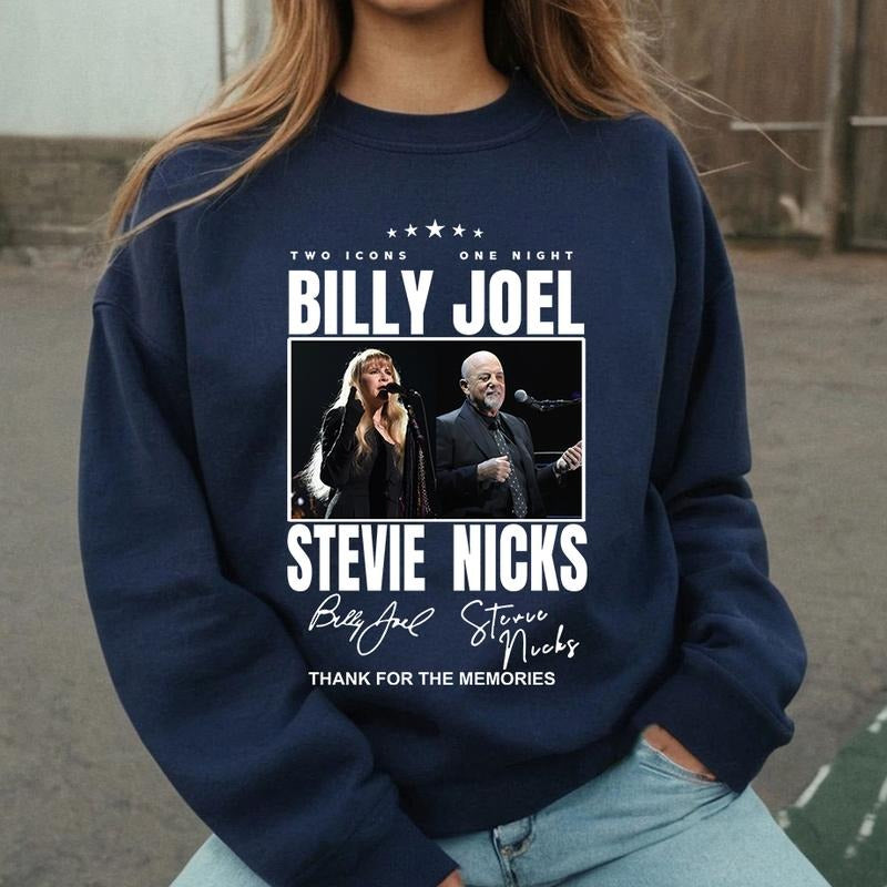 Vintage 90s Stevie Nicks Music Concert Shirt Sweatshirt Hoodie, Two Icons One Night Billy Joel Stevie Nick Tour Shirt,...