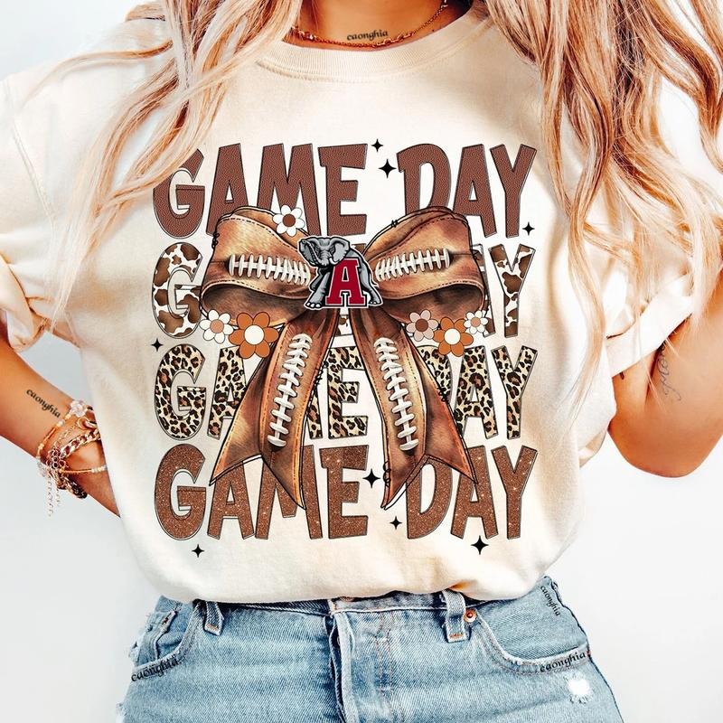 Vintage Alabama Football Coquette Bow Game Day Shirt, Gameday Women's Sweatshirt Cotton Womenswear Fit Top Hoodie