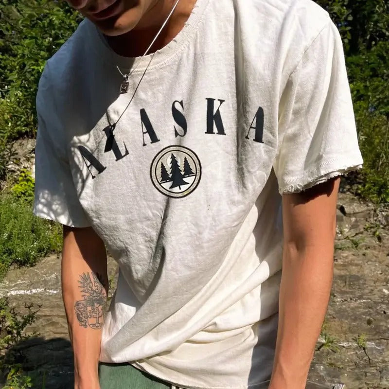 Vintage Alaska Print Short Sleeve T-Shirt , T-Shirt For Unisex , Gift For Men , Gift For Women Menswear Top Tshirt...