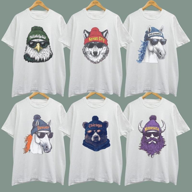 Vintage All Team Mascot T-Shirt in White, Funny Football Graphic Tee, Unisex Game Day Shirt Hoodie, Sweatshirt