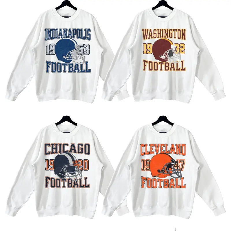 Vintage All Teams Football Sweatshirt Collection White Color, Hometown Football Sweatshirt, Vintage Graphic Tees,...