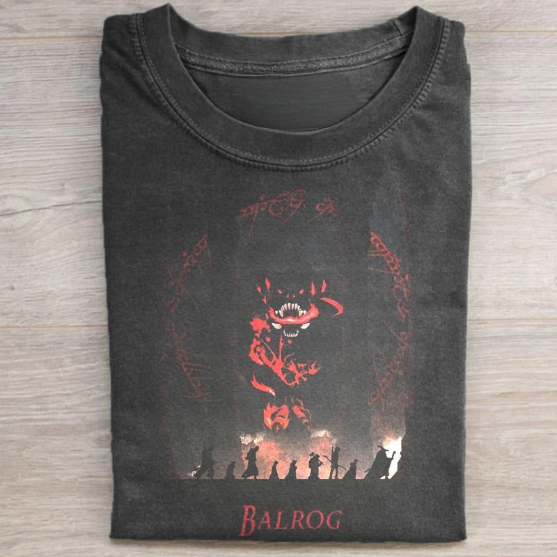 Vintage Balrog and The Fellowship Graphic Tee - The Lord of the Rings Movie Shirt - Gandalf - Mount Doom - Frodo Baggins