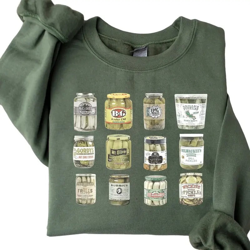 Vintage Canned Pickles Sweatshirt, Canning Season Shirts Clothing Casual Hoodie | UrbanDripWear.com