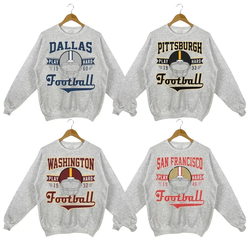 Vintage City Football Sweatshirt Color Sport Grey, Vintage Football Sweatshirt, Football Fan Gift Sweatshirts T-Shirts,...