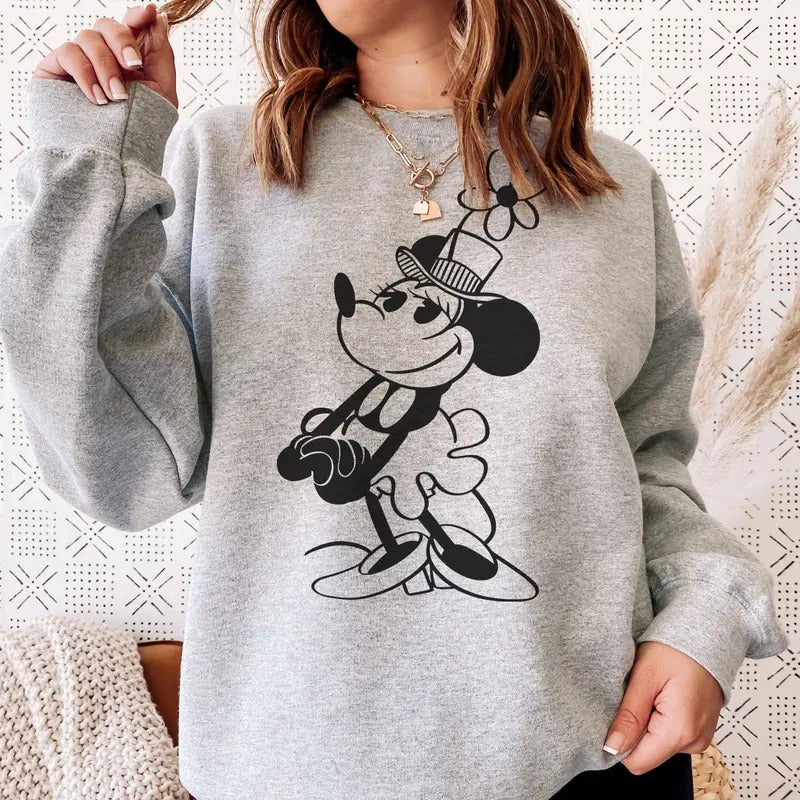 Vintage Classic Mouse Sweatshirt Women's Retro Steamboat Willie Girl Pullover Original Hoodie Vintage Vacation ...