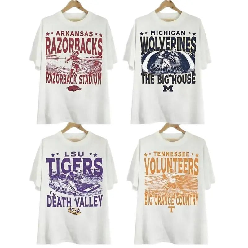 Vintage College All Teams NCAA T-shirt, Retro Classic Sport T-shirt, White Color, Gifts For Sport Sports Menswear Tee...