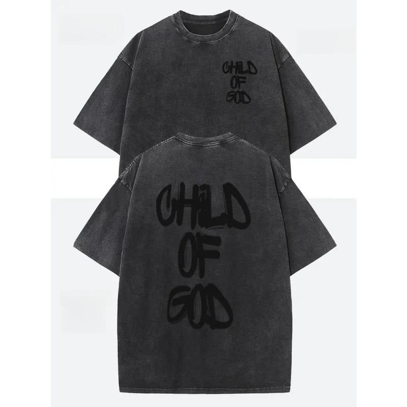 [Vintage Cotton T-Shirt] Men's Vintage Pure Cotton T-Shirt | Letter Double-Sided Print, Animation Print, Street Fashion,...