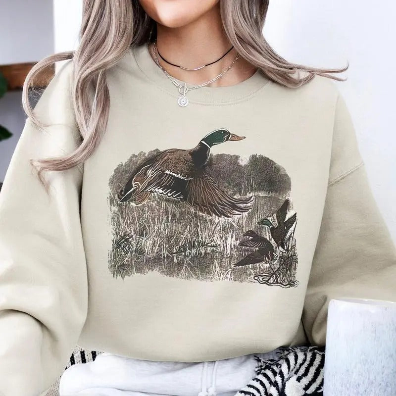 Vintage Duck Sweatshirt, Duck Sweatshirt, Retro Duck , Animal Lover, Mallard Sweater, Retro Fall Sweater, Vintage Fall,...