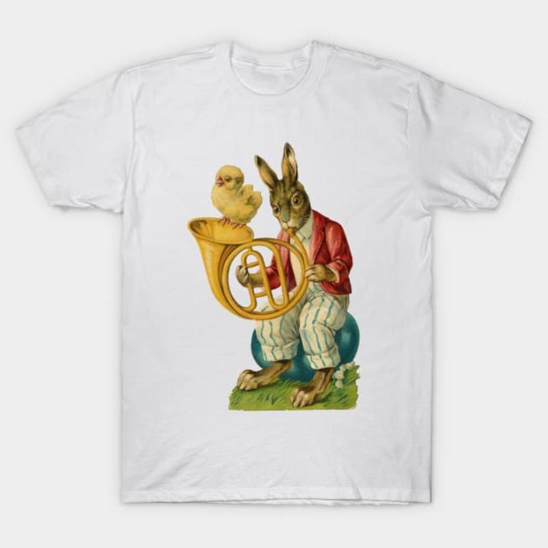 Vintage Easter Bunny French Horn T-Shirt Hoodie, Sweatshirt | UrbanDripWear.com