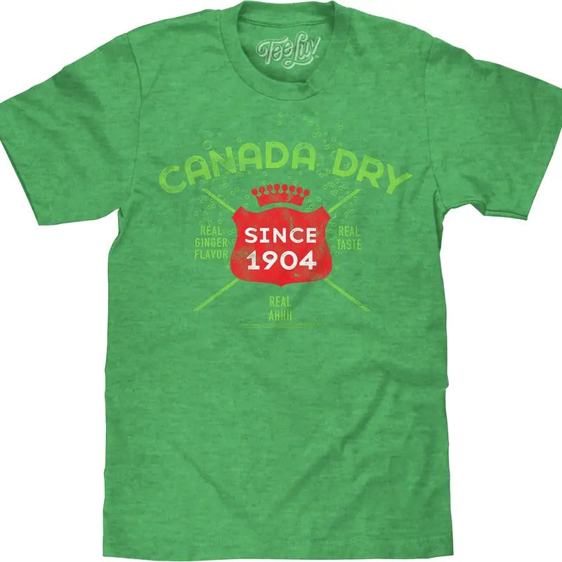 Vintage Faded Canada Dry Ginger Ale T-Shirt - Heather Kelly Green Hoodie, Sweatshirt | UrbanDripWear.com