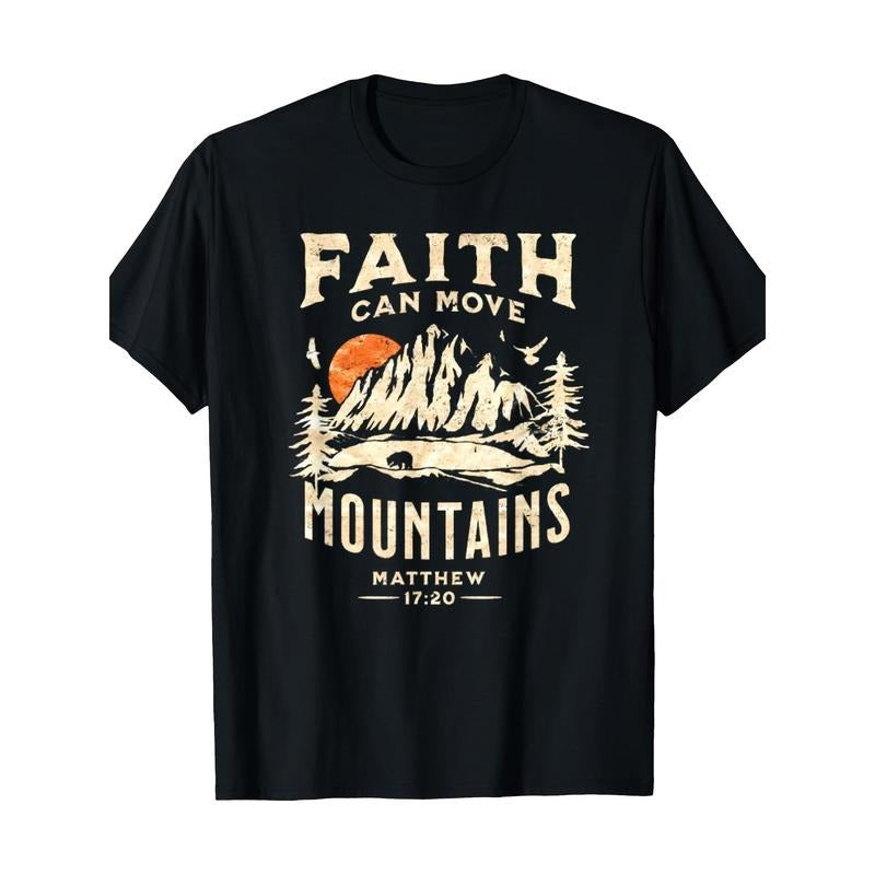 Vintage Faith Can Move Mountains Christian T-Shirt Made in USA Hoodie, Sweatshirt | UrbanDripWear.com