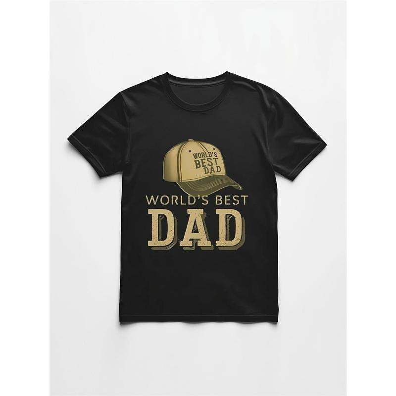 Vintage Father's Day G500 Men's T-Shirt - 100% Cotton Comfort Fit Short Sleeve, Black with "World's Best Dad" Golden...