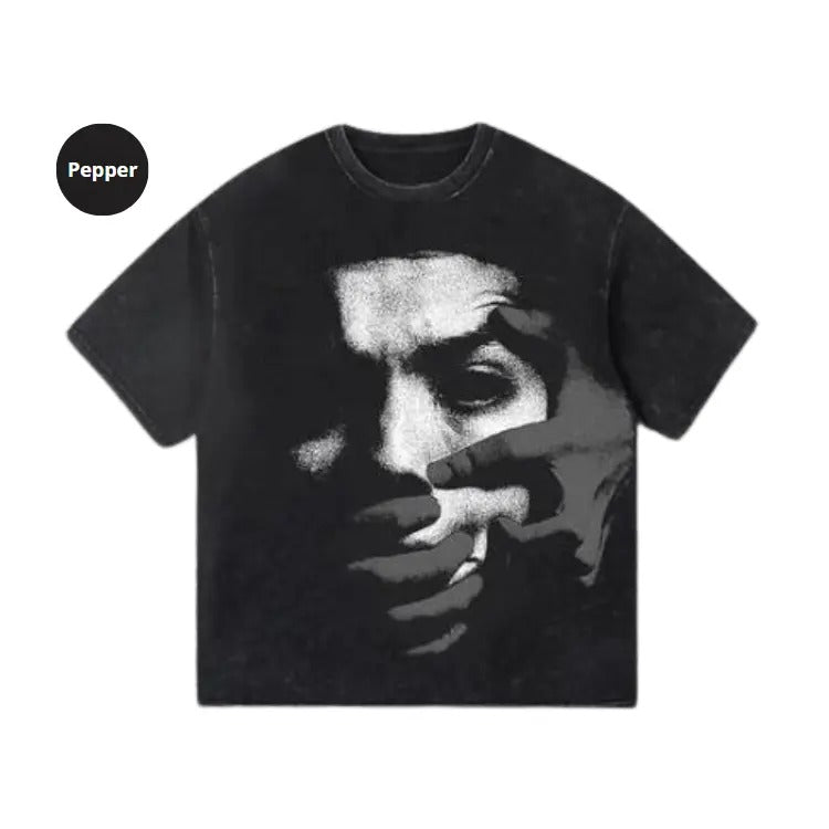 Vintage Fear Portrait Graphic Print Acid Washed Unisex T-Shirt, Hoodie, Sweatshirt S-3XL, Mens & Womens Streetwear Tops &...