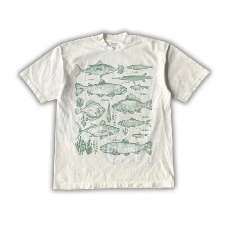Vintage Fish Tattoo Style Graphic Tee, Retro Fisher Shirt, Fish T-Shirt For Men, Bass T Shirt, Fisher Tee, Bass Lovers,...