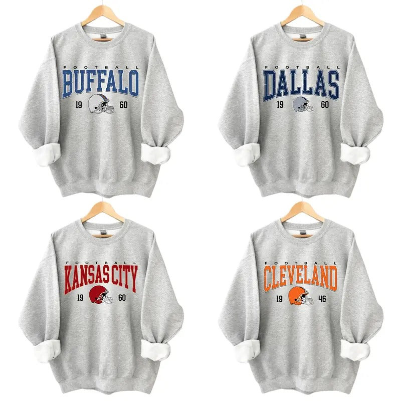 Vintage Football Big Words Logo Sweatshirt Sport Grey Color, Hometown Football Sweatshirt, Vintage Graphic Tees, Football...