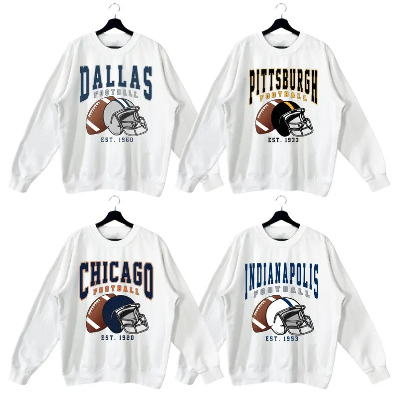 Vintage Football Big Words Logo Sweatshirt White Color, Hometown Football Sweatshirt, Football Fan Gift T-Shirts, Hoodie