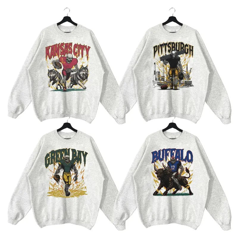 Vintage Football Sweatshirt Ash Grey Color, Skeleton Football Sweatshirt, Football Sweatshirts T-Shirts, Hoodie