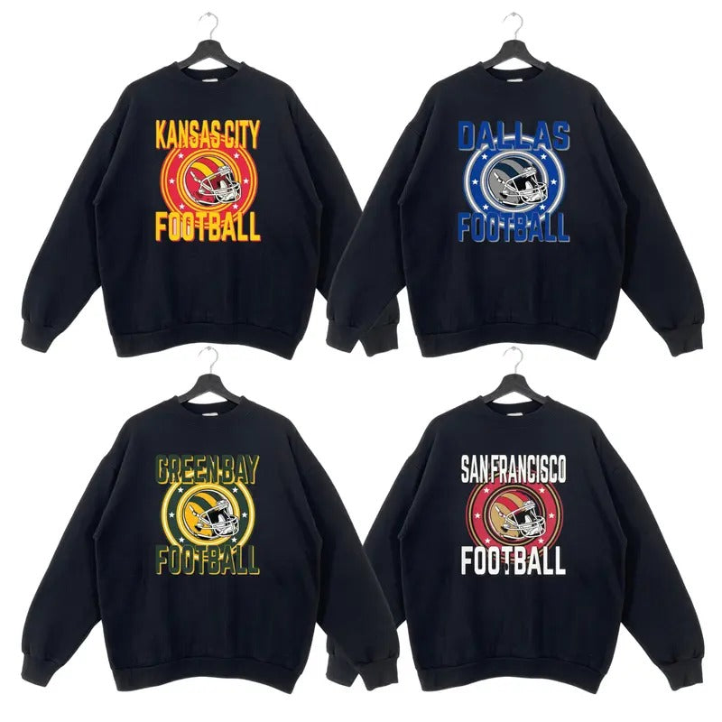 Vintage Football Sweatshirt Black Color, Vintage Graphic Tees, Football Fan Gift, Unisex Shirt Hoodie | UrbanDripWear.com
