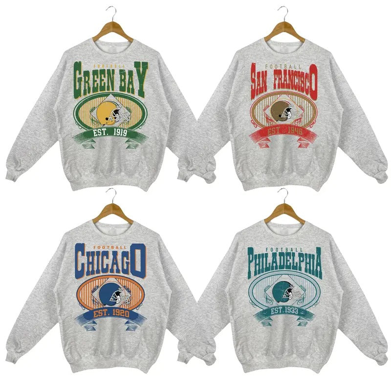 Vintage Football Sweatshirt Sport Grey Color, Retro Football Crewneck Sweatshirt, Football Fan Gift Sweatshirts T-Shirts,...
