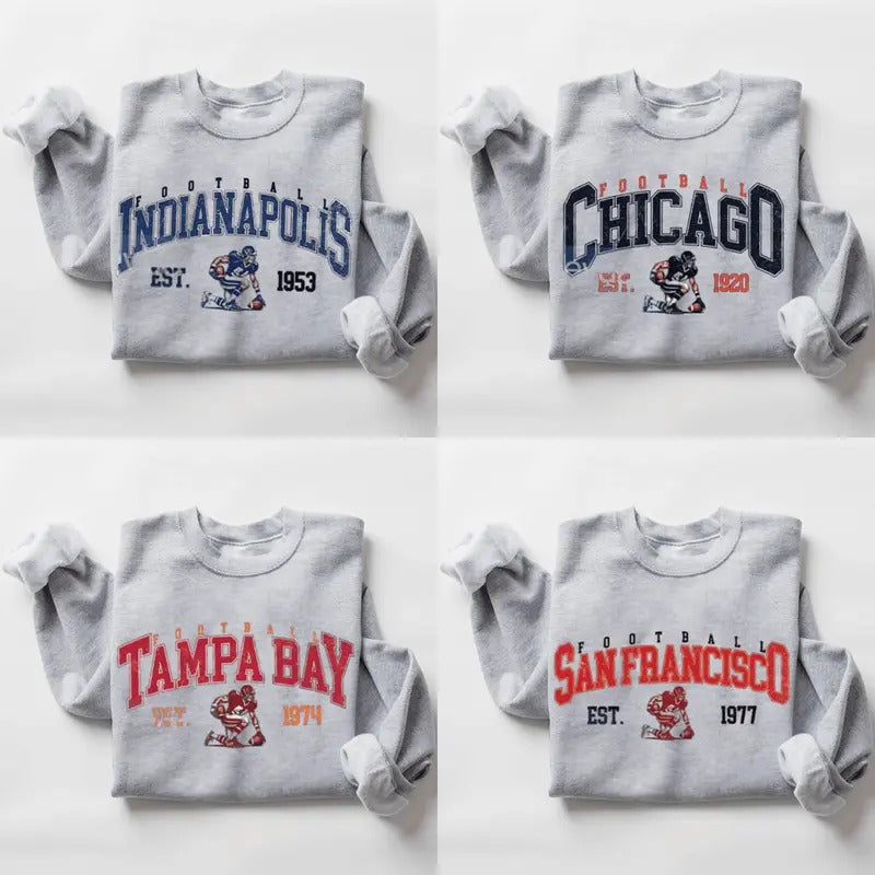 Vintage Football Sweatshirt Sport Grey Color, Vintage Sports Sweatshirts, Football Fan Gift Sweatshirts T-Shirts, Hoodie