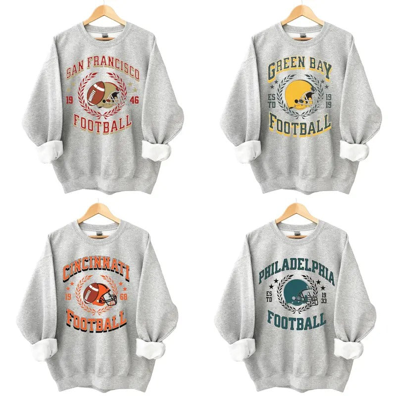 Vintage Football Sweatshirt, Football Sweatshirt for Fans of All Teams, Football Crewneck Sweatshirt, Unisex Sweatshirt...