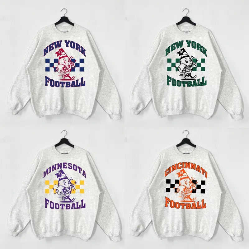 Vintage Football Sweatshirts Color Ash Grey, Unisex Football Crewnecks, Crewneck Sweatshirt T-Shirts, Hoodie