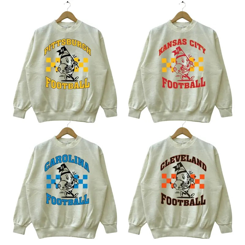 Vintage Football Sweatshirts Color Sand, Unisex Football Crewnecks, Football Crewneck Sweatshirt T-Shirts, Hoodie