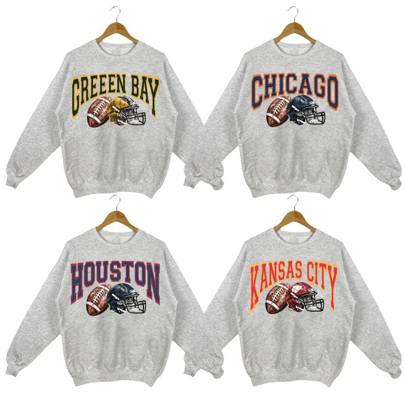 Vintage Football Sweatshirts Color Sport Grey, Unisex Football Crewnecks, Football Crewneck Sweatshirt T-Shirts, Hoodie