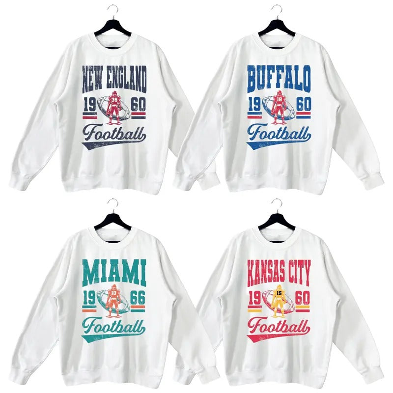 Vintage Football Sweatshirts Color White, Football Sweatshirt T-Shirts, Hoodie | UrbanDripWear.com