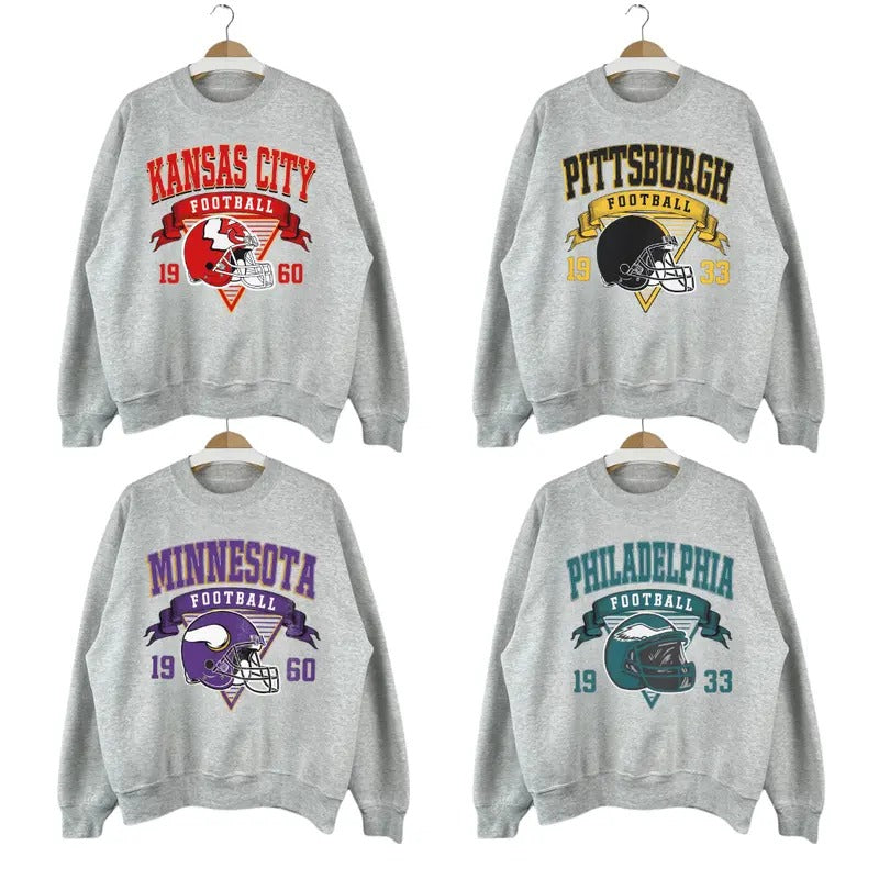 Vintage Football Sweatshirts, Hometown Football Sweatshirt, Retro Football Crewneck, Vintage Graphic Tees, Football Fan...