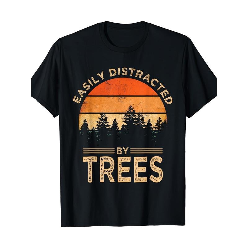 Vintage Fun Tree T-shirt easily distracted by trees Made in USA Hoodie, Sweatshirt | UrbanDripWear.com
