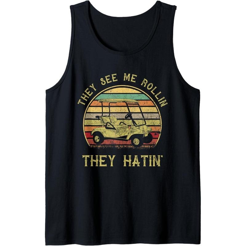Vintage Golf cart shirt Funny They see me rolling golf cart Tank Top Made in USA Hoodie, Sweatshirt | UrbanDripWear.com