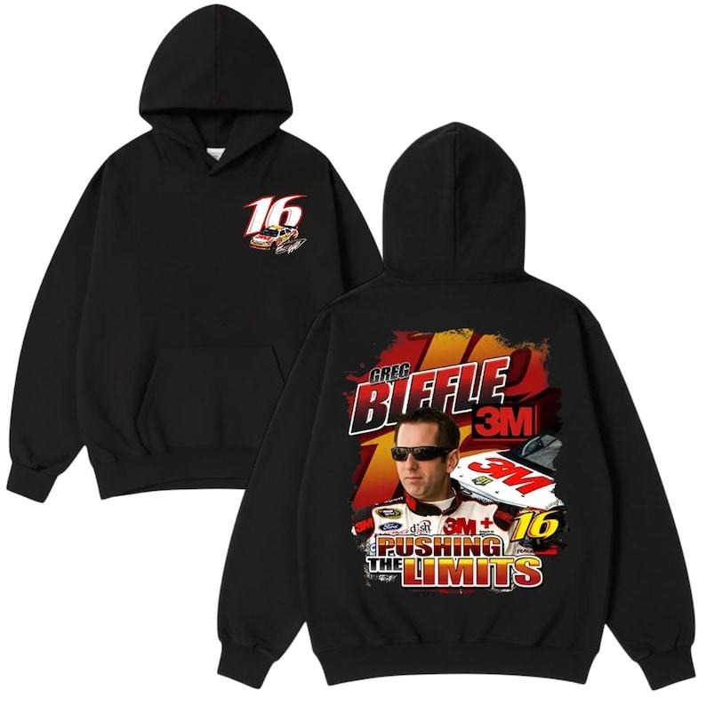 Vintage Greg Biffle Pushing the Limits Racing Graphic Hoodie, Vintage NASCAR Stock Car Fan Shirt, Unisex Streetwear...