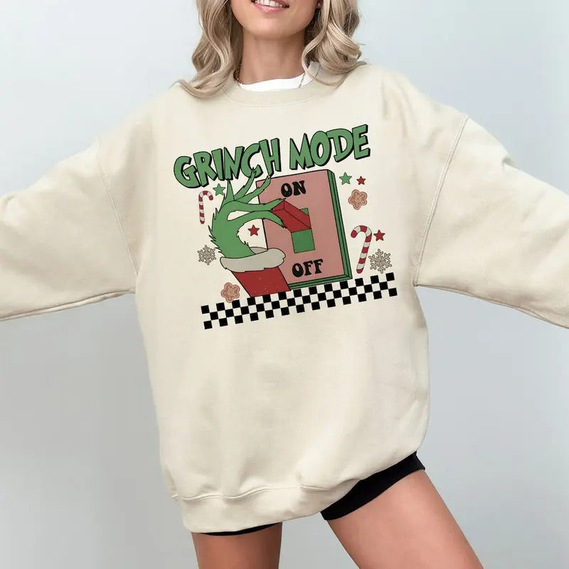 Vintage Grinnch Mode Sweatshirt, Grinnch Christmas Sweatshirt, Retro Christmas Hoodie, Christmas Movies Sweater,...