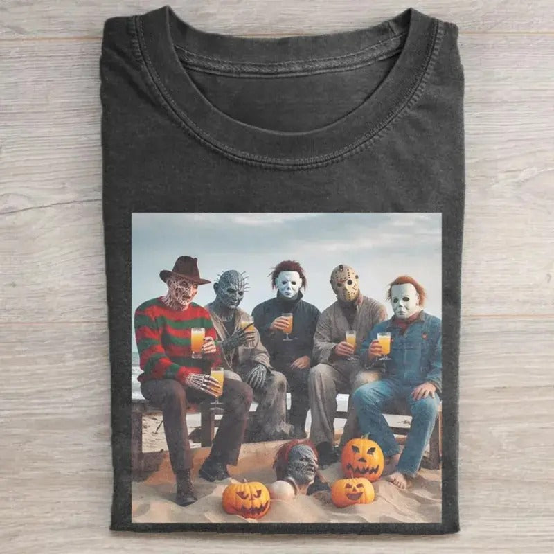 Vintage Horror Movie Characters Graphic Tee, Michael Myers Shirt, Freddy Krueger Shirt, Pinhead Shirt, Jason Voorhees...
