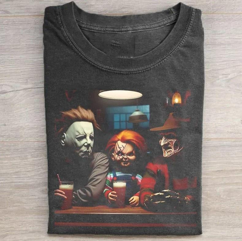 Vintage Horror Movie Characters T-Shirt, Funny Halloween Shirt, Unisex T-Shirt, Y2K 90s Graphic Shirt, gift for her, him,...