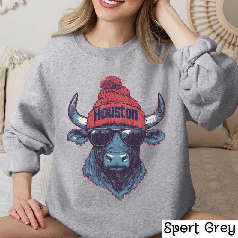 Vintage Houston Football T-shirt, Sweatshirt, Trendy Fan Gifts, Game Day Crewneck, Retro Texans Apparel, Team Wear,...