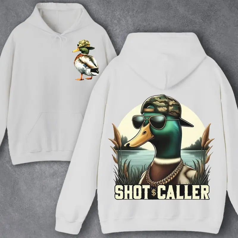 Vintage Hunting Duck Shot Caller Camo Two-sided Unisex Hoodie - Sweater - T-shirt Sweatshirt | UrbanDripWear.com