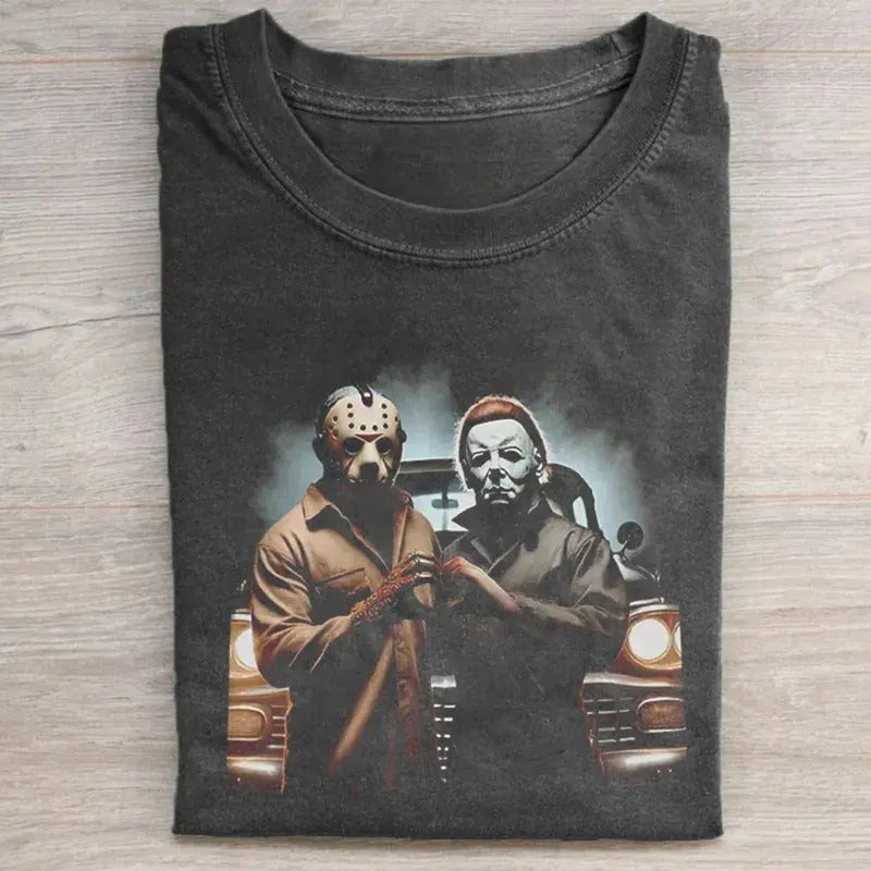 Vintage Jason and Michael Myers Heart Hands Graphic Tee, Halloween Movie Shirt, Friday The 13th Movie Shirt, Horror Movie...
