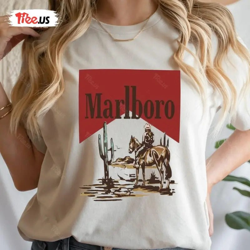 Vintage Marlboro Cowboy T-Shirt Retro Tee Wild West Hoodie, Sweatshirt | UrbanDripWear.com