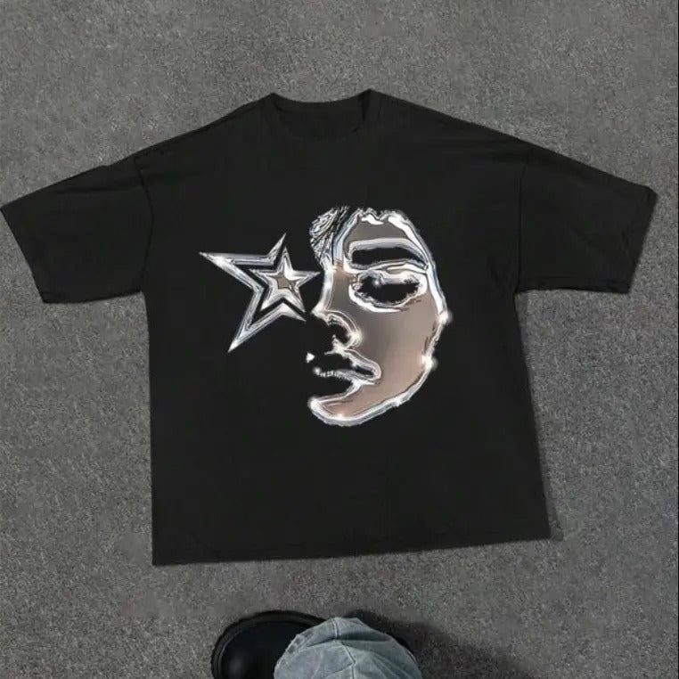 Vintage Men's Figure & Star Print Drop Shoulder Graphic Tee, Sweatshirt, Hoodie Gift For Women Top Womenswear Underwear...