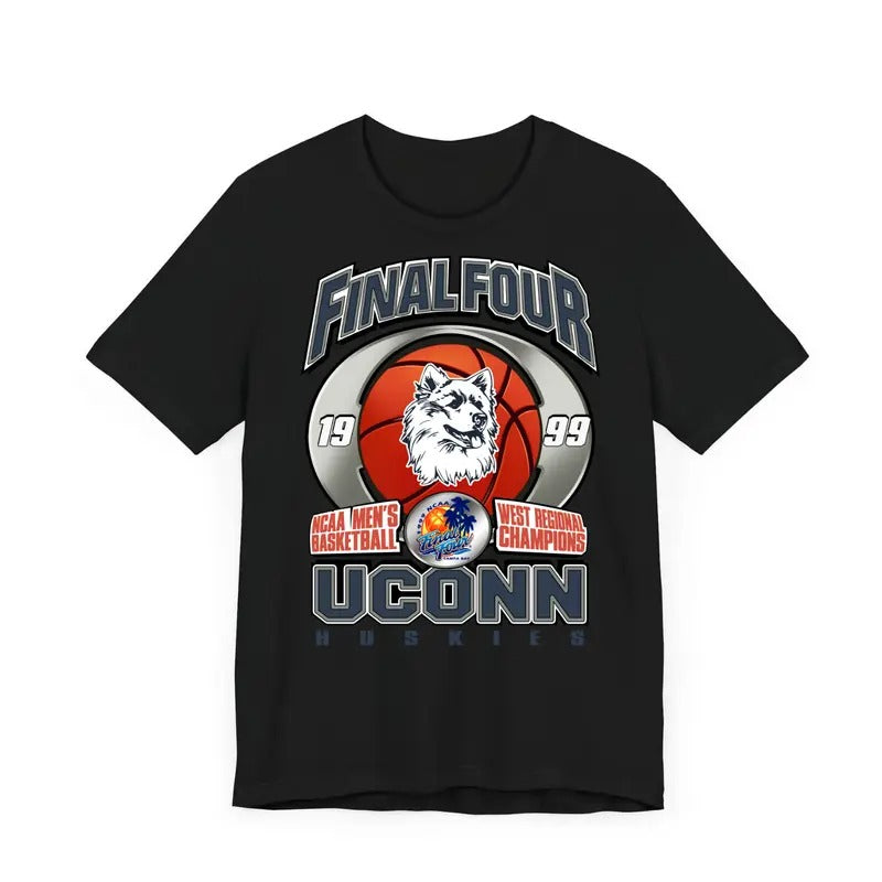 Vintage NCAA  Men's Basketball Final Four West Champs 1999 UConn Huskies T Shirt Top Classic Menswear Hoodie, Sweatshirt