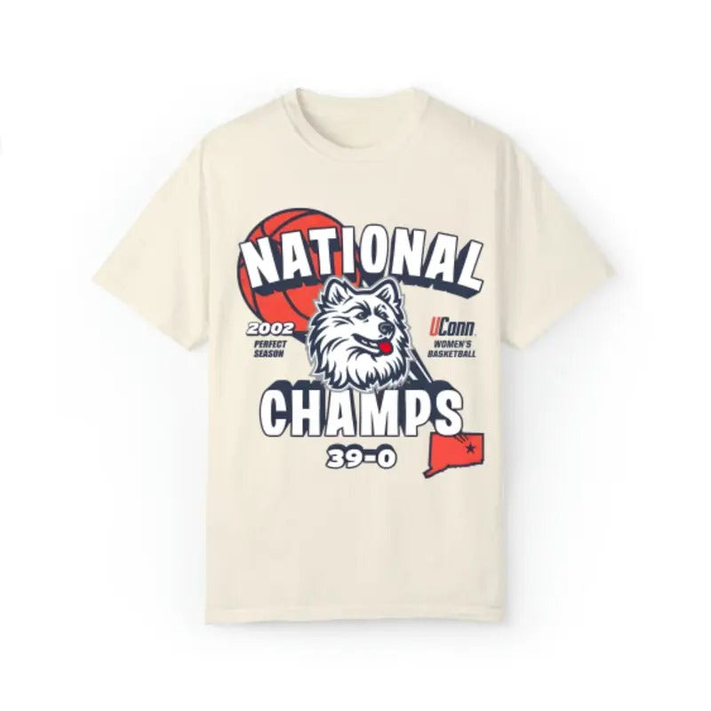 Vintage NCAA National Champs 2002 UConn Huskies T Shirt Top Classic Menswear Hoodie, Sweatshirt | UrbanDripWear.com